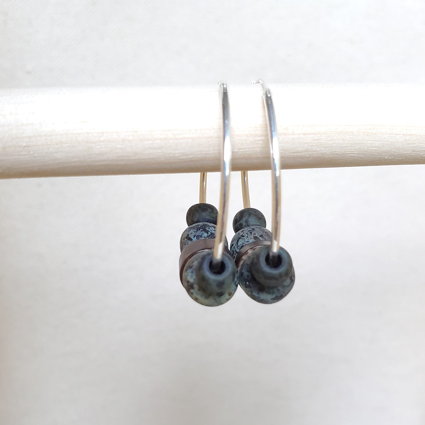 Czech Glass Sterling Silver Hoop Earrings