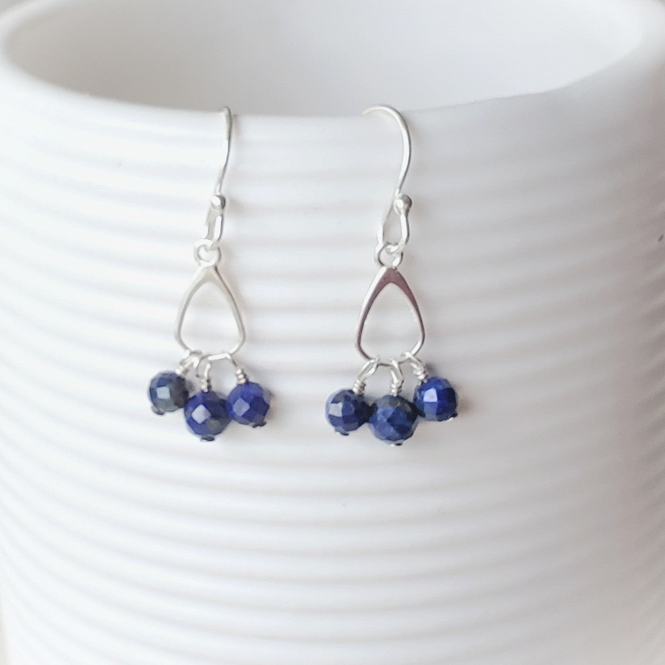 Lapis Lazuli Faceted Dangle Earrings