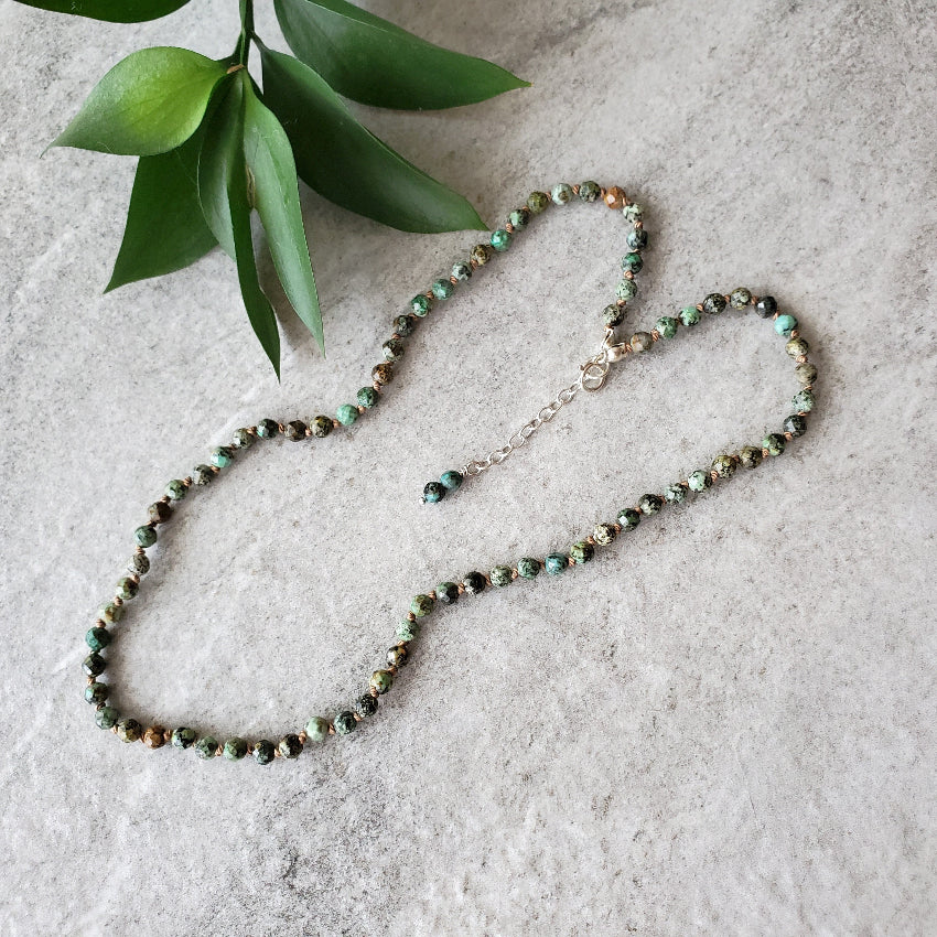 Faceted African Turquoise hand knotted necklace