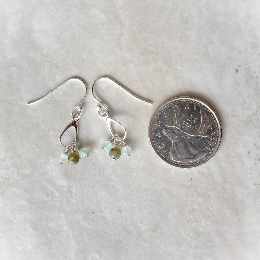 Green Aventurine Czech Glass Dangle Earrings