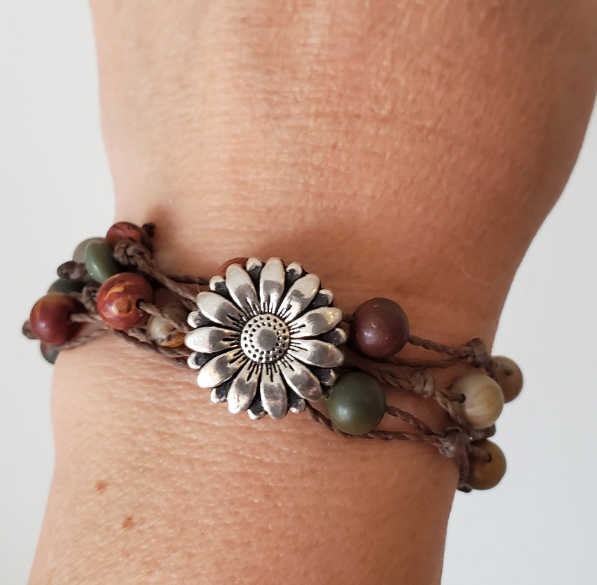 Picasso Jasper 3 wrap bracelet on model