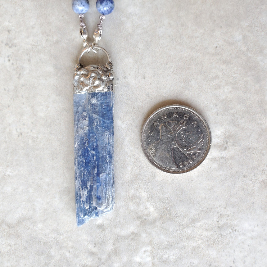 Hand Knotted Blue Kyanite & Sodalite Necklace