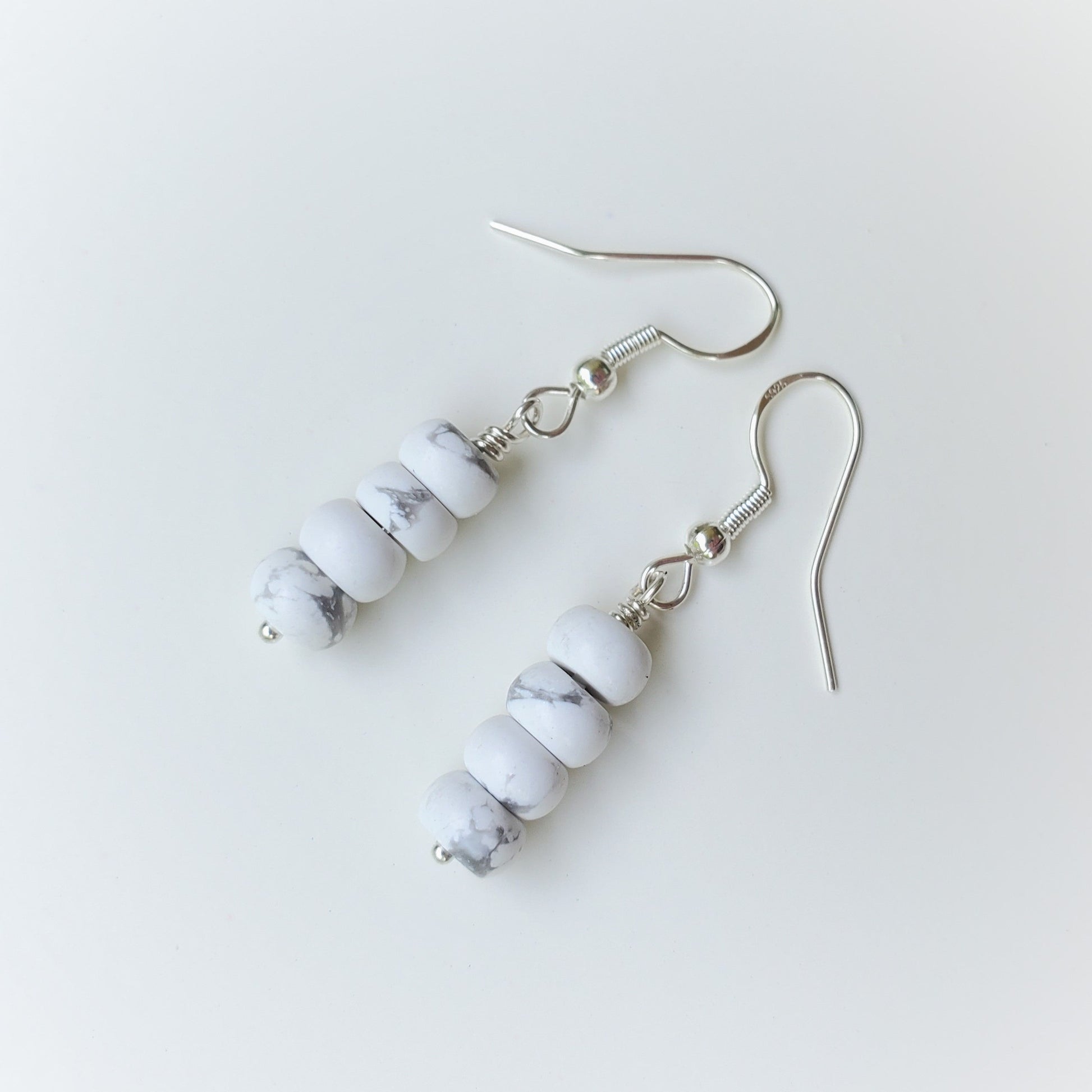 Howlite rondelle stack earrings