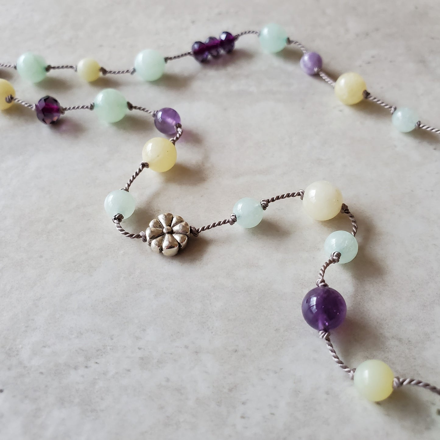 Hand knotted Multi Gemstone Dragonfly Necklace