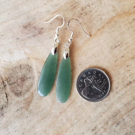 Teardrop Green Aventurine earrings with sterling silver ear wires