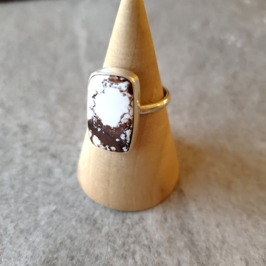 Custom Silversmith ring with Wild Horse Magnesite and silver