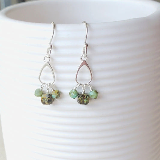 African Turquoise Faceted dangle Earrings