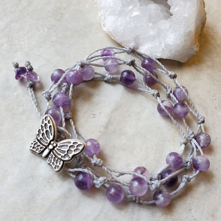 Amethyst 3 wrap bracelet