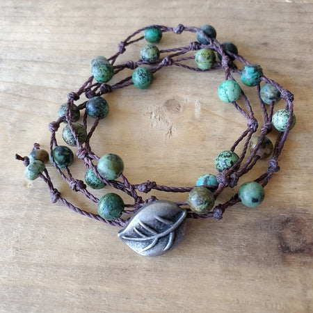 African Turquoise 3 wrap bracelet