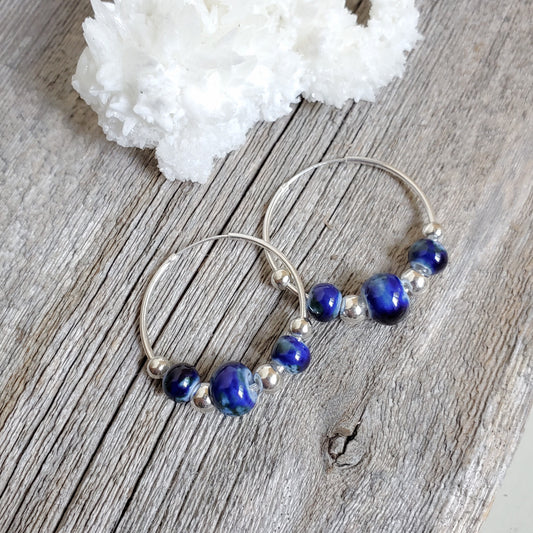 Ceramic & Sterling Silver Hoop Earrings