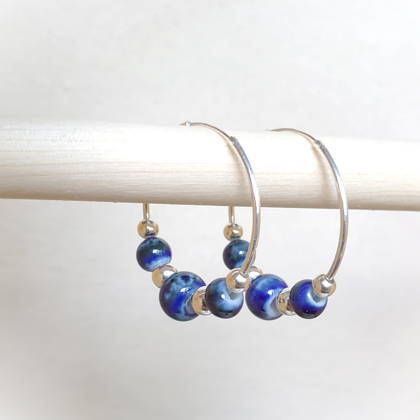 Ceramic & Sterling Silver Hoop Earrings