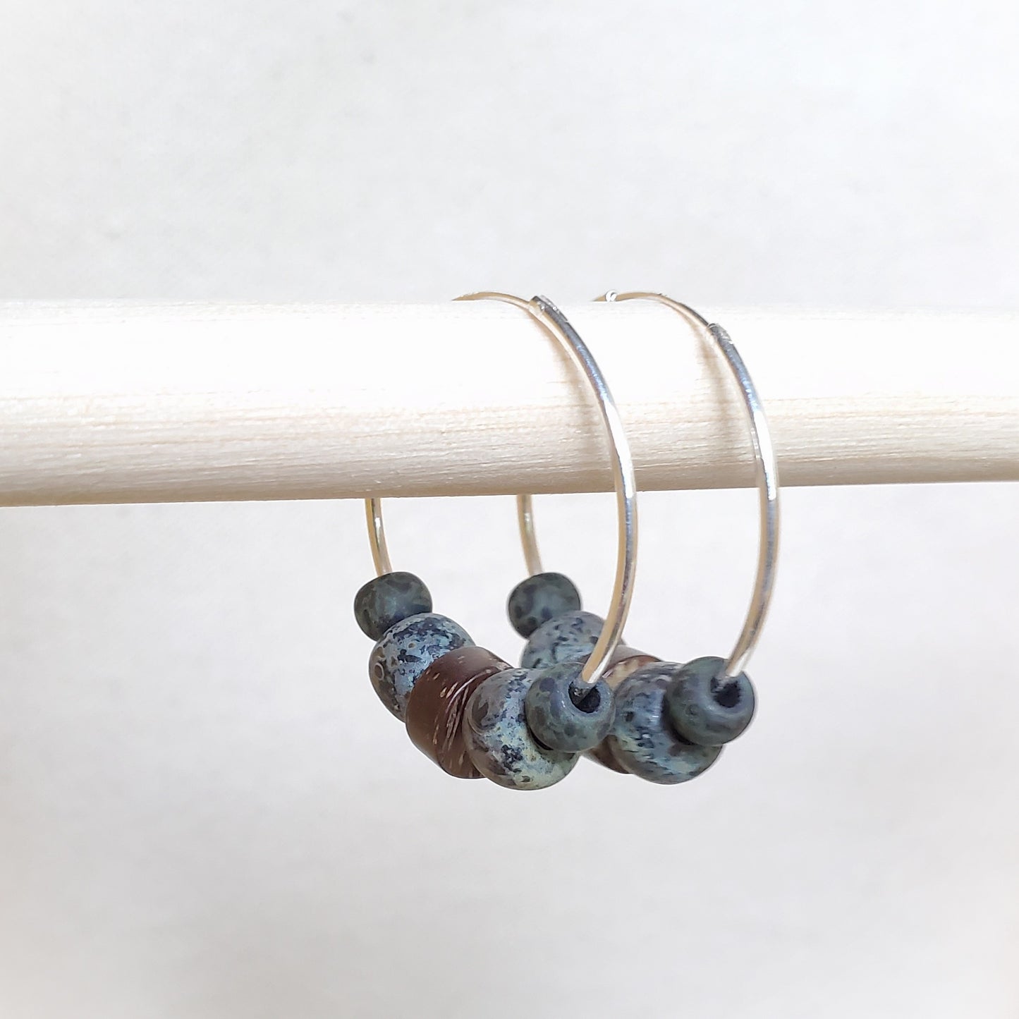 Czech Glass Sterling Silver Hoop Earrings