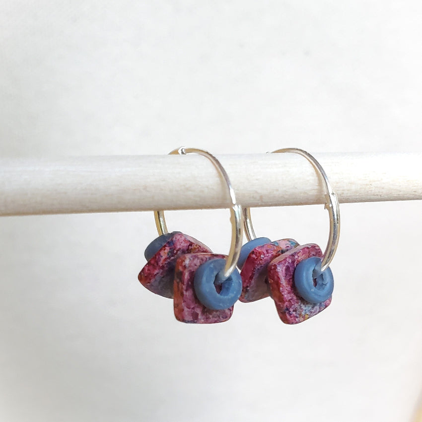 Czech Glass Small Hoop Earrings