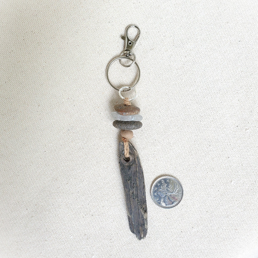 Keychain with natural elements on a white background