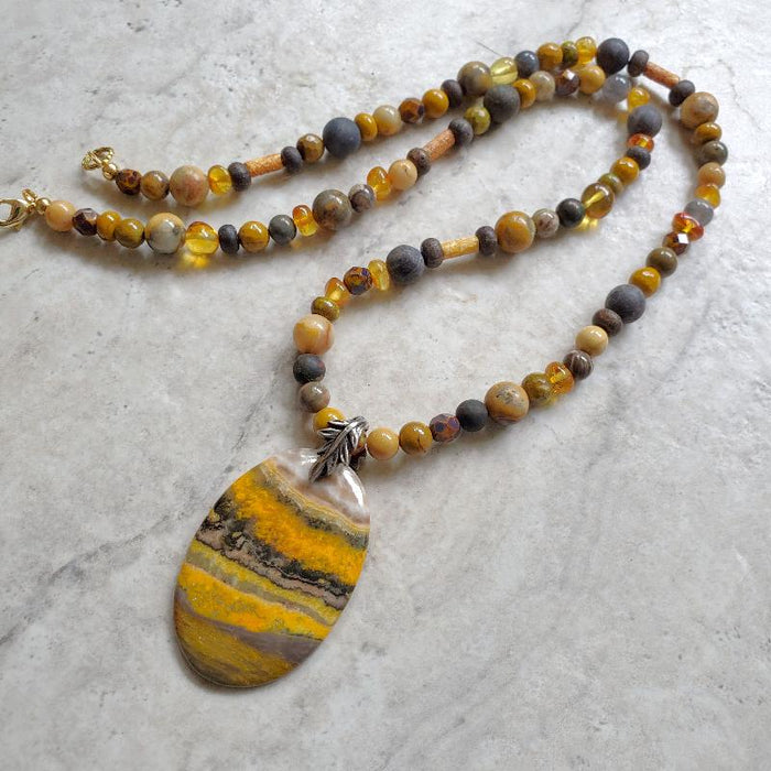 Bumble Bee Jasper Multi Gemstone Necklace