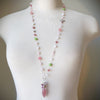 Hand knotted silk necklace with multi gemstones