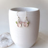 Rose Quartz Cluster Dangle earrings hanging