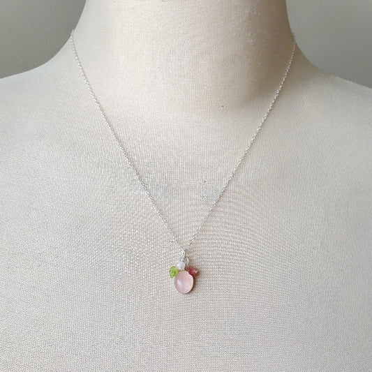 Rose Quartz Cluster Dangle Pendant necklace