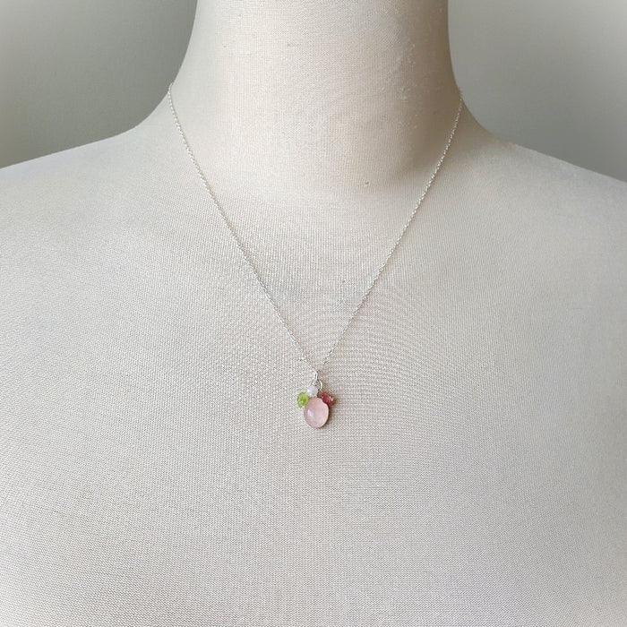 Rose Quartz Cluster Dangle Pendant necklace