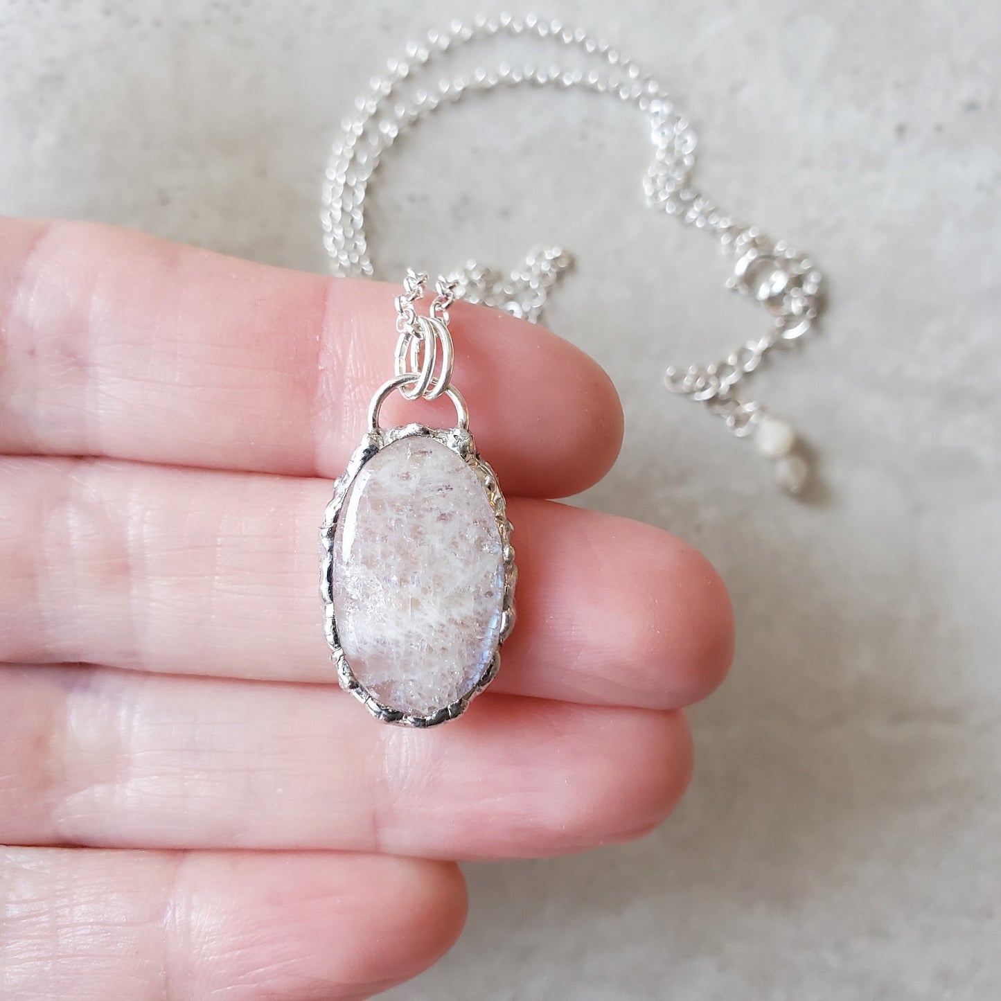 Moonstone Tiffany Style Pendant Necklace