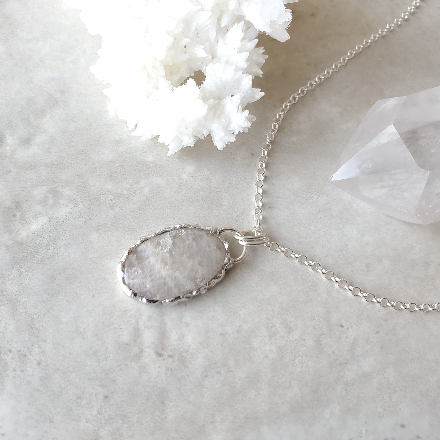 Moonstone Tiffany Style Pendant Necklace