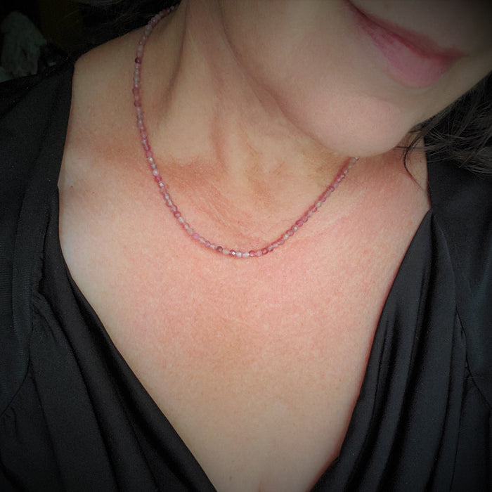 faceted pink tourmaline necklace