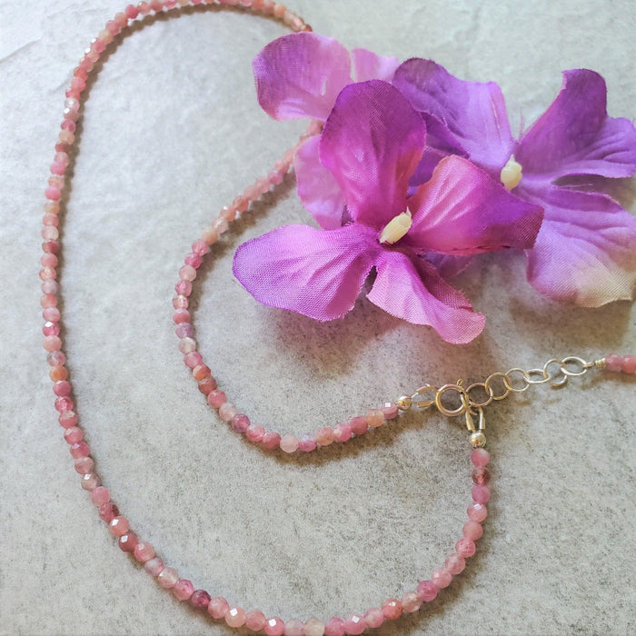 faceted pink tourmaline necklace