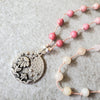 Ombre gemstone flower pendant necklace
