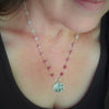 Ombre gemstone flower pendant necklace