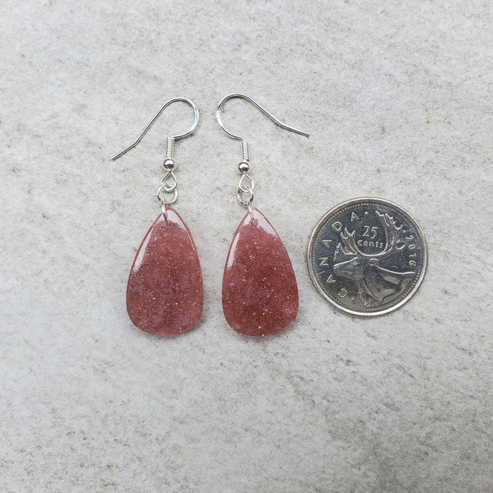Strawberry quartz teardrop sterling silver earrings