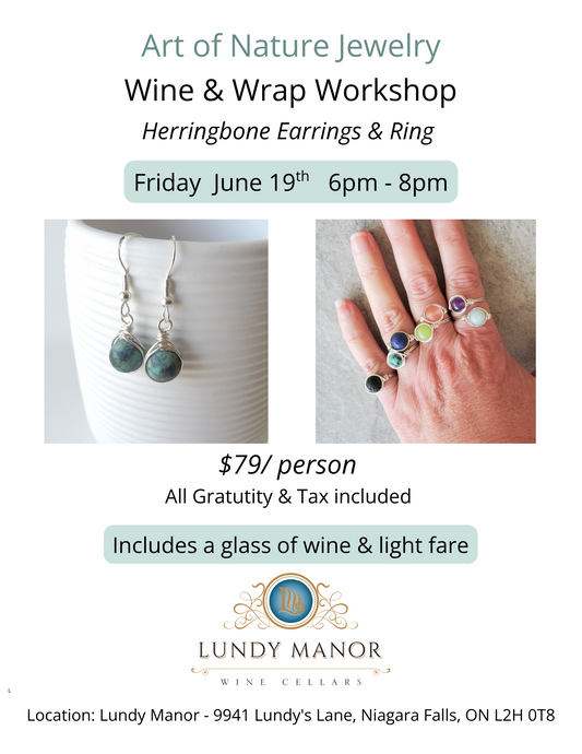 Wine & Wrap Workshop - Herringbone Wrap Earrings & Ring