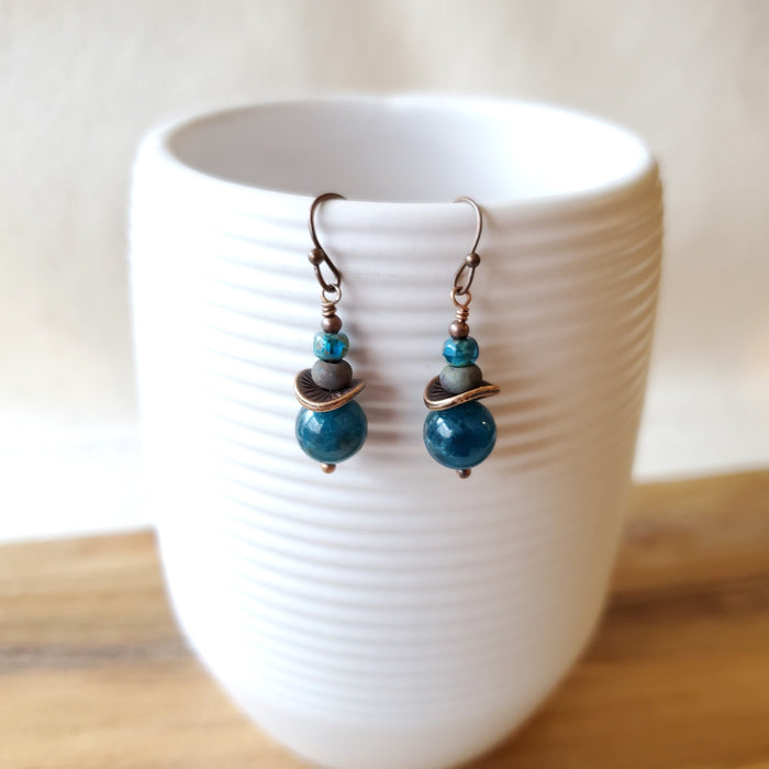 blue apatite stack earrings