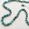 4mm faceted Chrysocolla knotted necklace