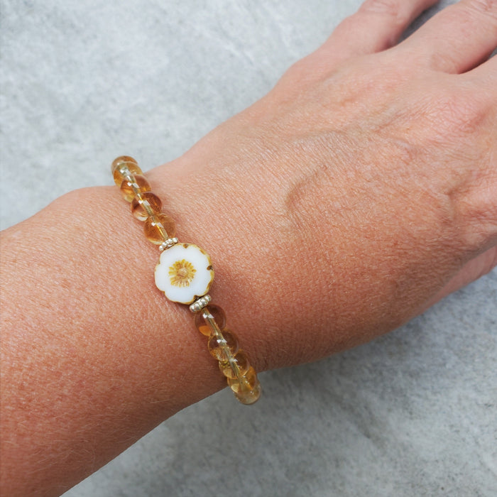 Citrine beaded memory wire bracelet