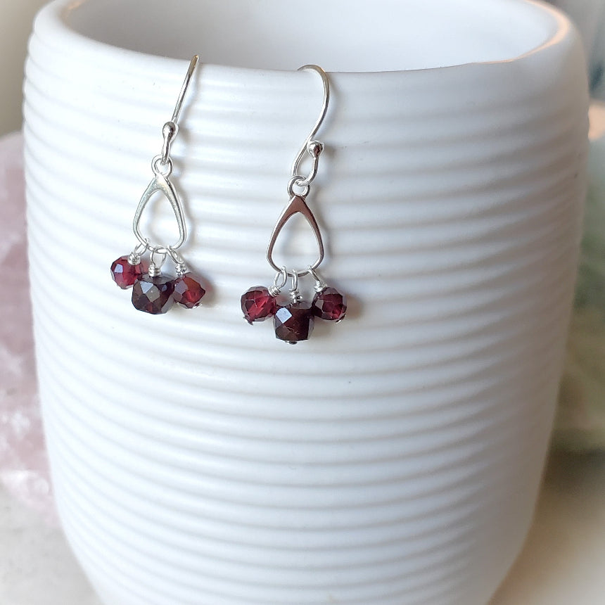Faceted Garnet dangle earrings