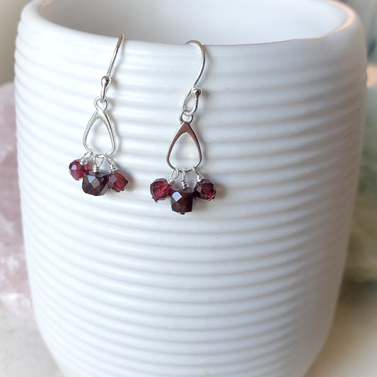 Faceted Garnet dangle earrings