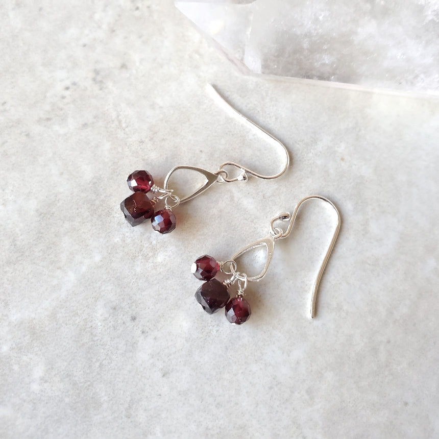 Faceted Garnet dangle earrings