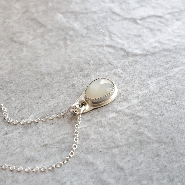 faceted white moonstone sterling silver pendant 