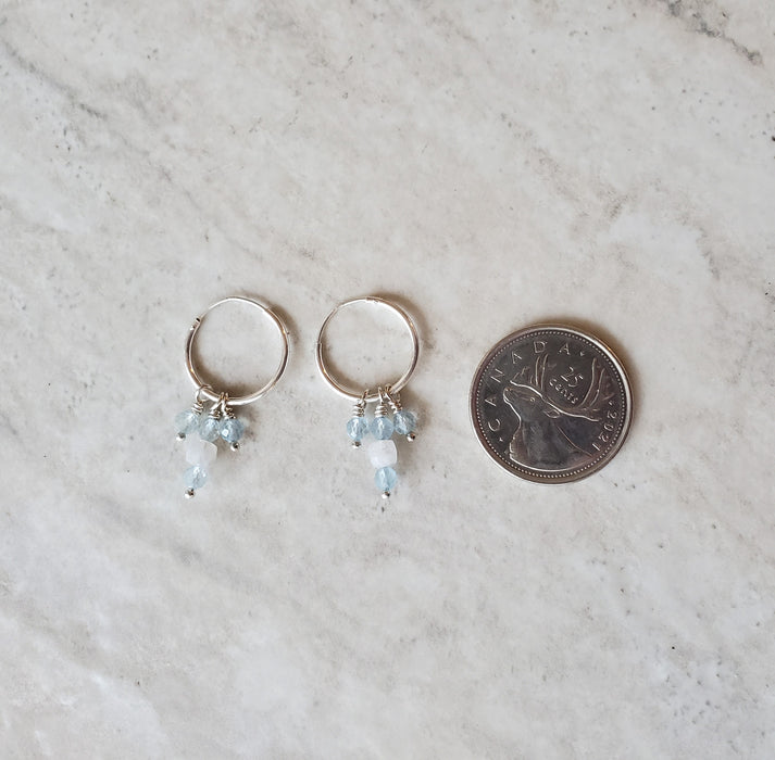 Aquamarine & Moonstone Hoop Earrings