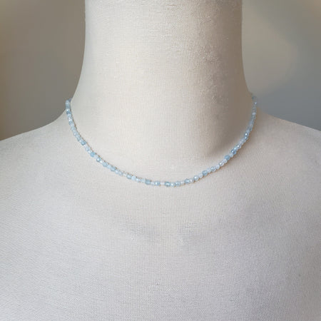 Faceted Aquamarine necklace on bust