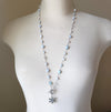 long multi bead silk knotted necklace on bust