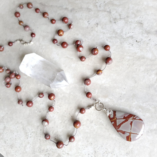 Noreena Jasper Long Knotted Necklace