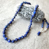 Faceted lapis lazuli knotted necklace