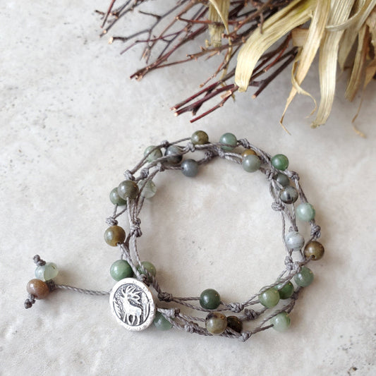 African Jade 3 wrap bracelet on tile