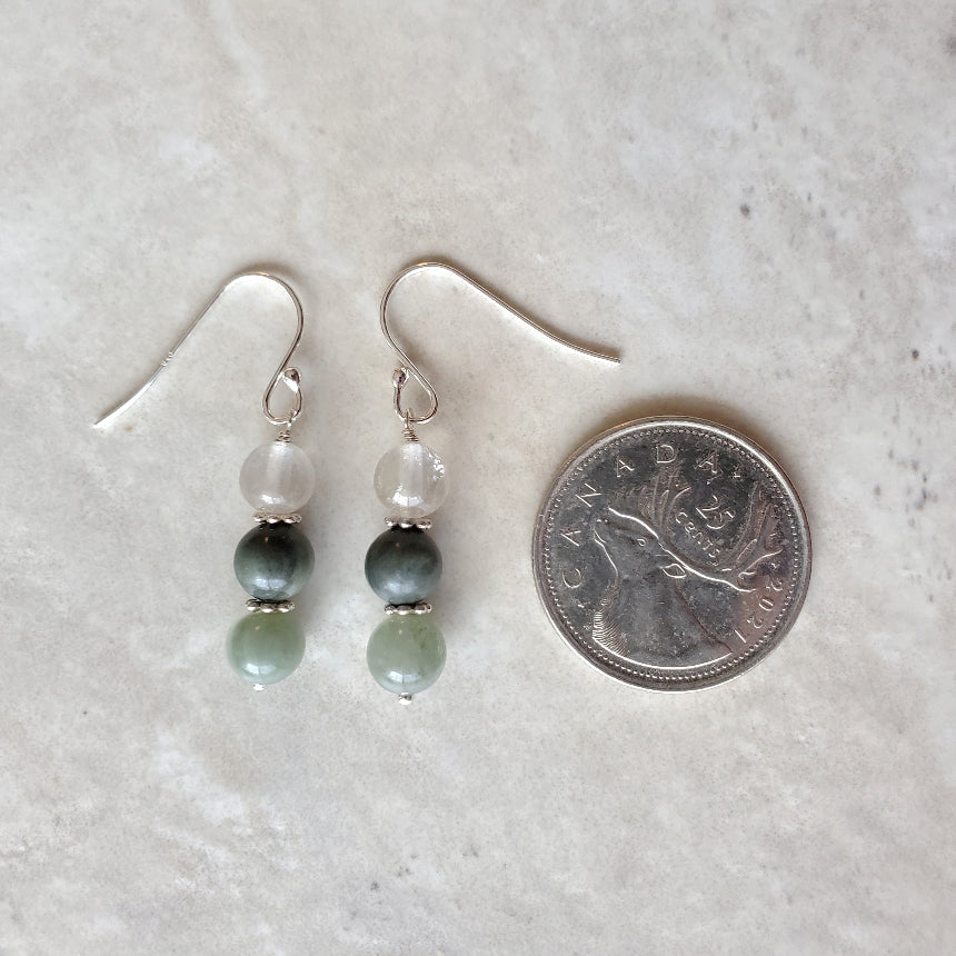 African Jade & Phantom Quartz Stack Earrings