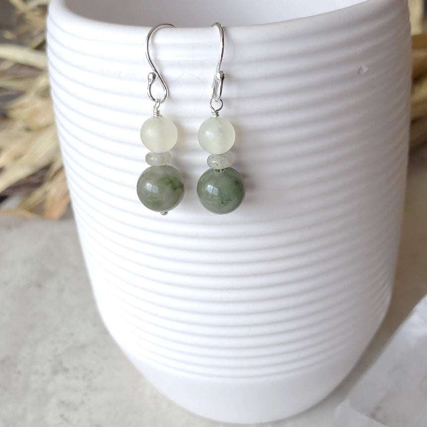 African Jade & Serpentine Stack Earrings