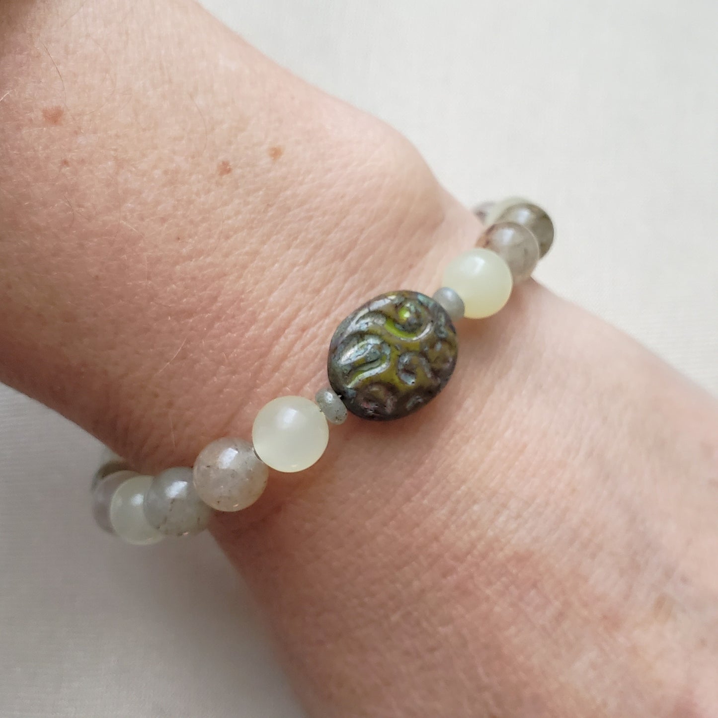 Phantom Quartz with Czech Glass Focal Bracelet
