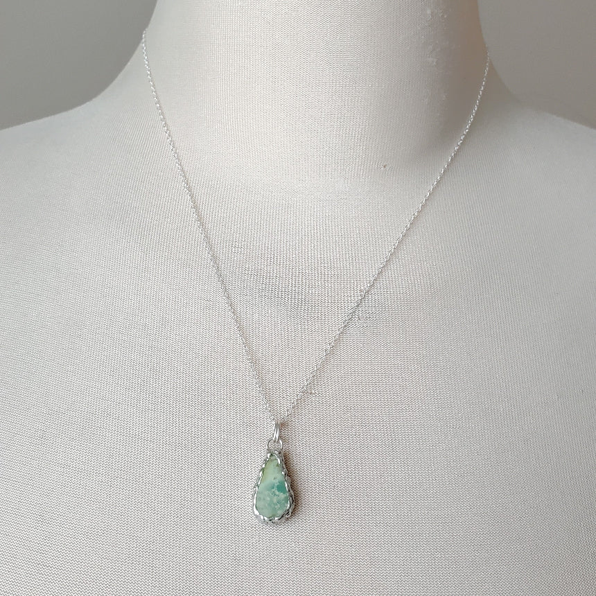 Variscite Soft Solder Pendant Necklace on bust