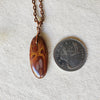 Noreena Jasper oval pendant copper necklace beside a quarter
