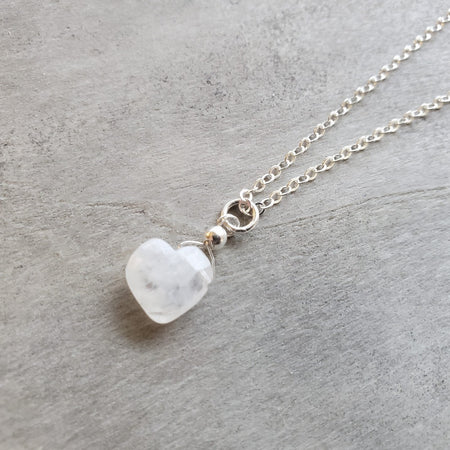 moonstone heart pendant on sterling silver chain